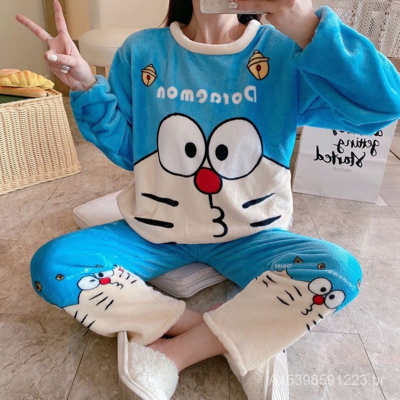 Sudeste Asiático Comércio Exterior Cross-Border Pijamas Mulheres Bonito Forro de Lã Engrossado Inverno Quente Dos Desenh