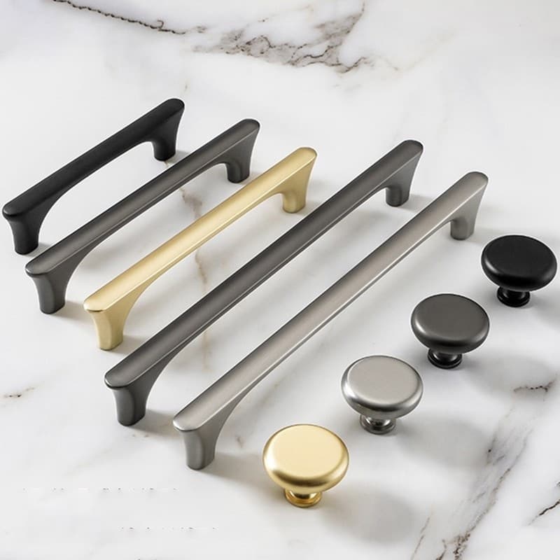 Puxador de Porta de Armário Preto para Guarda-Roupa, Puxador de Porta de Armário Cinza para Armário, Gaveta, Sapateira,