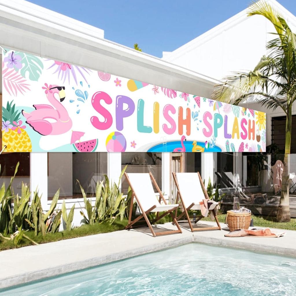 Faixa Longa Decorativa para Festa na Piscina para Meninas, Faixa com Tema Tropical de Flamingo para Piscina, Decoração S
