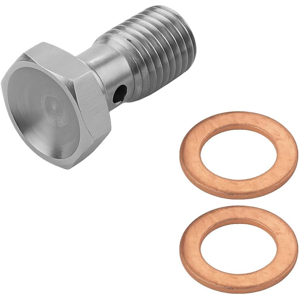 Adaptador de Conexão de Freio com Parafuso Banjo Simples, Rosca Métrica M10 x 1.0, Parafuso Oco Hexagonal de Aço Inoxidá