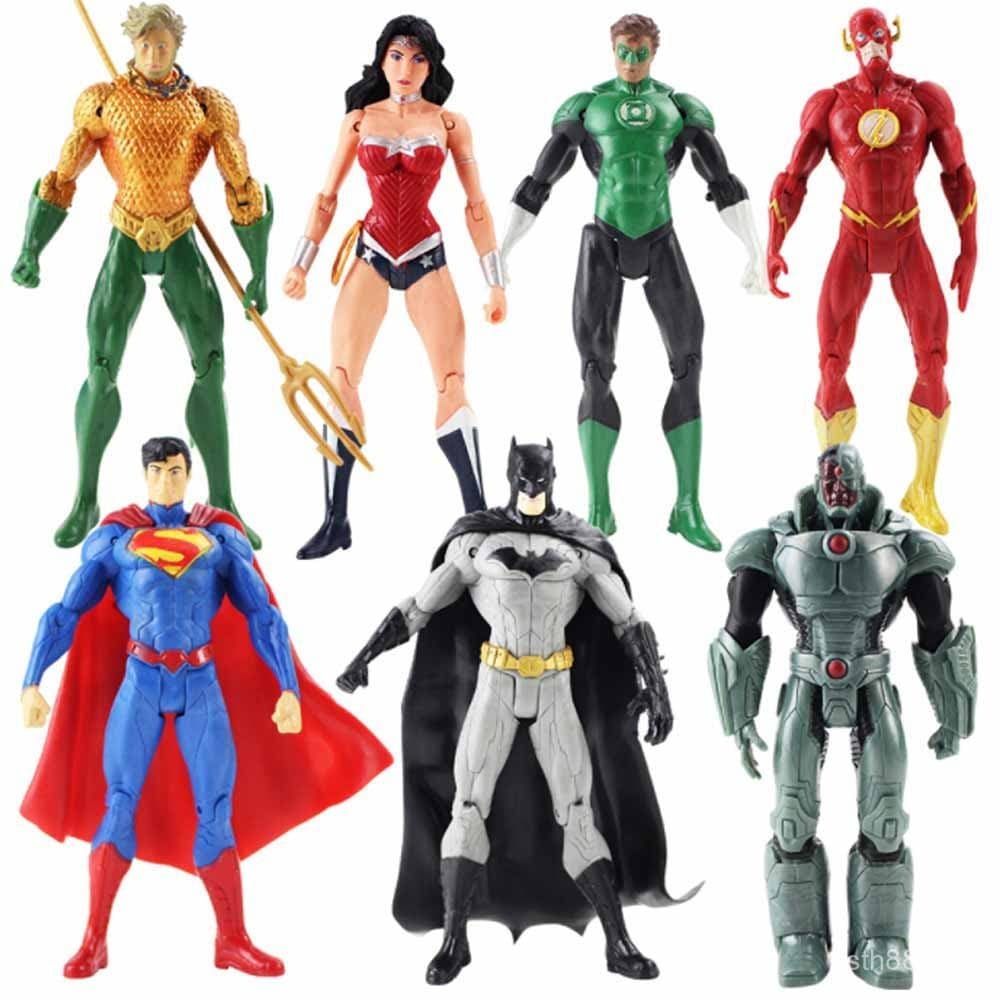 20257 peças/lote figura de ação da Liga da Justiça Superman Batman The Flash Netuno Mulher Maravilha Cyberg Lanterna Ver