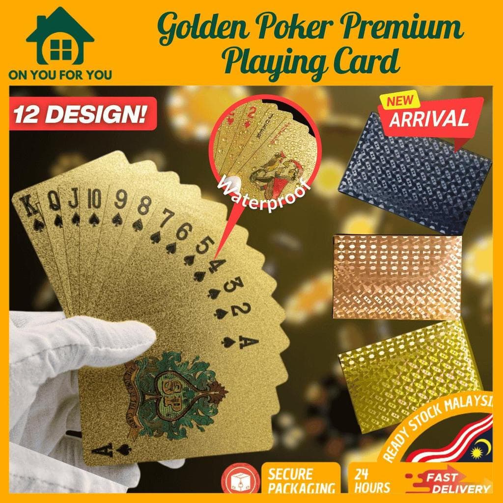 Cartas de Poker de Luxo Premium Douradas, Impermeáveis, de Plástico, Baralho Clássico para Truques de Mágica, Cartas de