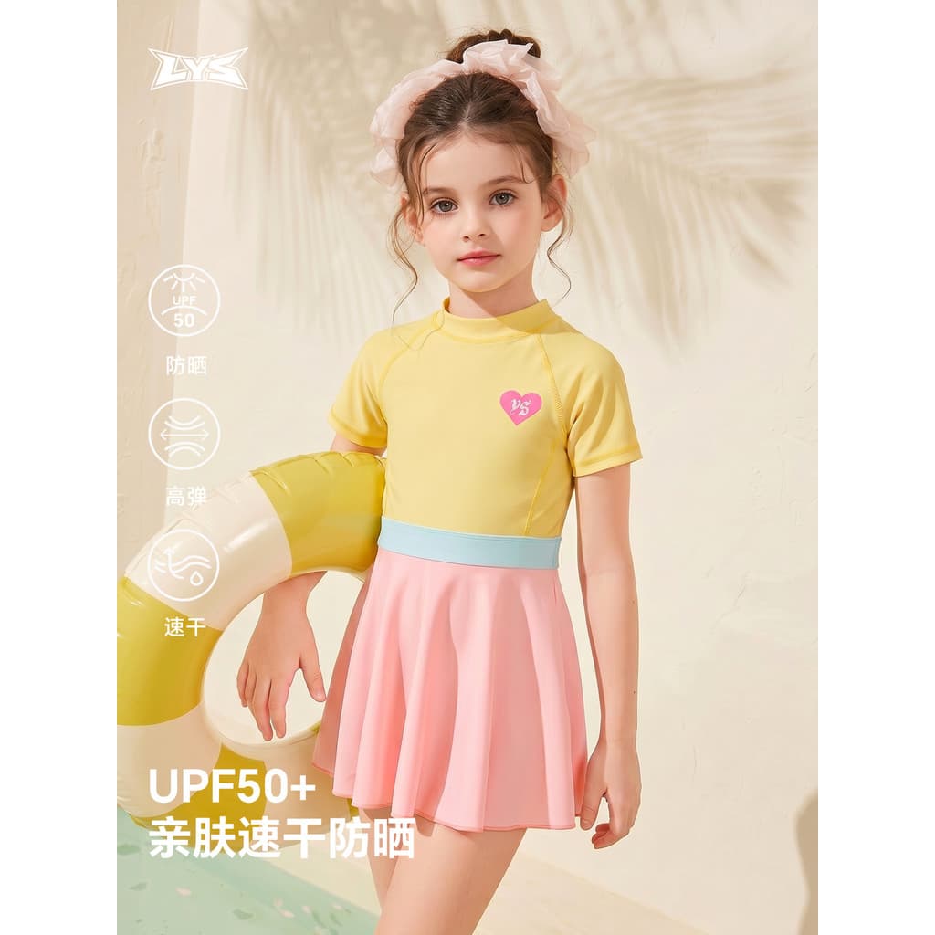 Novo maiô bonito para meninas meninas de alta aparência Super bonito saia de princesa de uma peça almofada no peito maiô