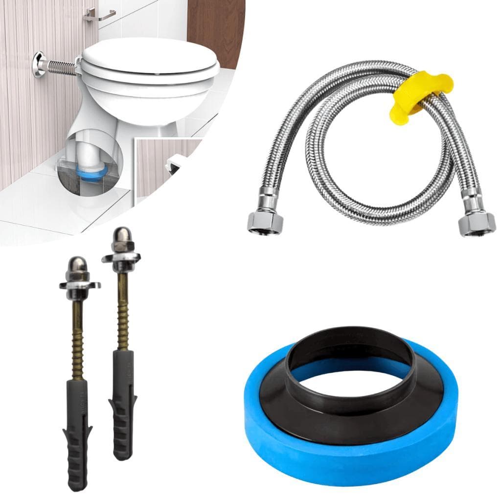 Kit Instalação Vaso Sanitário Bruen Anel Vedação Guia + Engate Inox 40cm e Parafuso B10