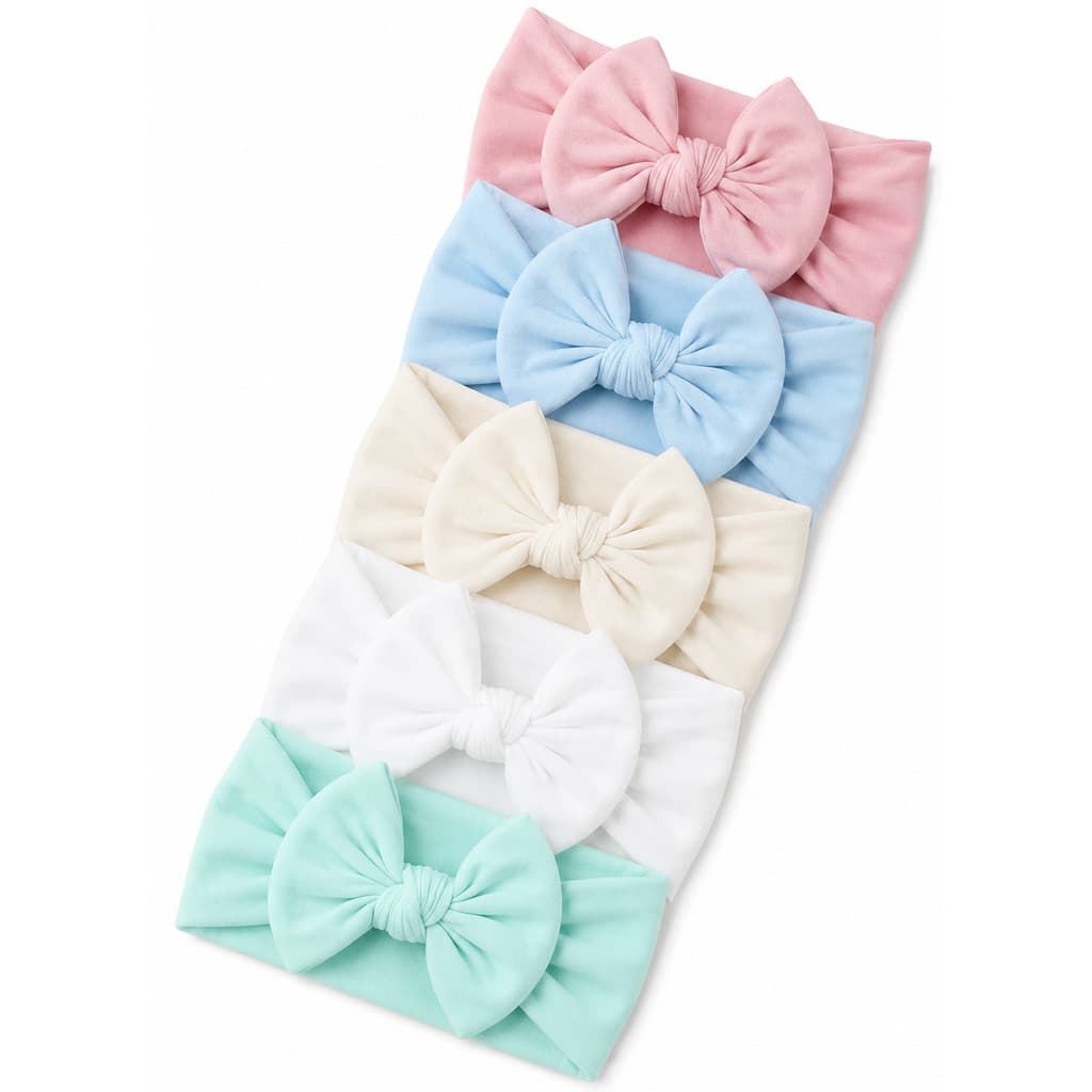 Kit 5 Laços de bebê Faixinha Turbante Infantil Menina Acessórios de Cabelo