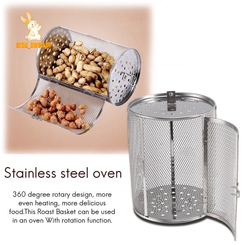 [arno_owen.br] Cesta De Espeto , Forno De Aço Inoxidável 14X18cm ? Gaiola Para Assar Churrasqueira Grelha Fritadeira De
