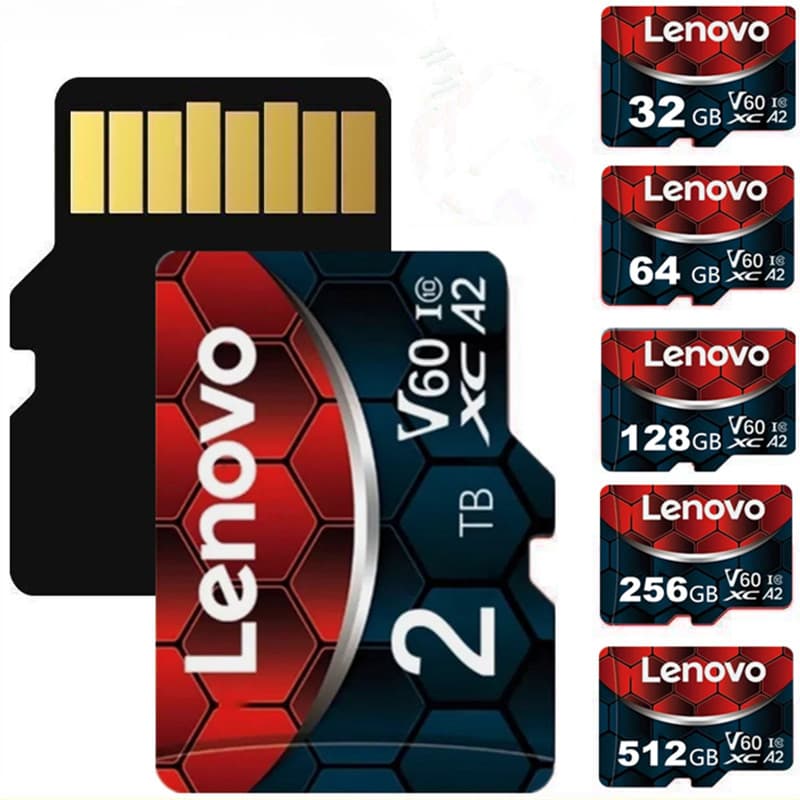 Novo Lenovo De Alta Velocidade 2TB 1TB 256GB 128GB V60 Cartão Micro SD 10 A2 TF De Memória + Leitor De