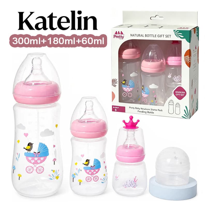 Mamadeira Anticólica Easy Flow Kit 4 Unidades 300ml + 180ml + 60ml  Bico Simulador Seio Sem BPA
