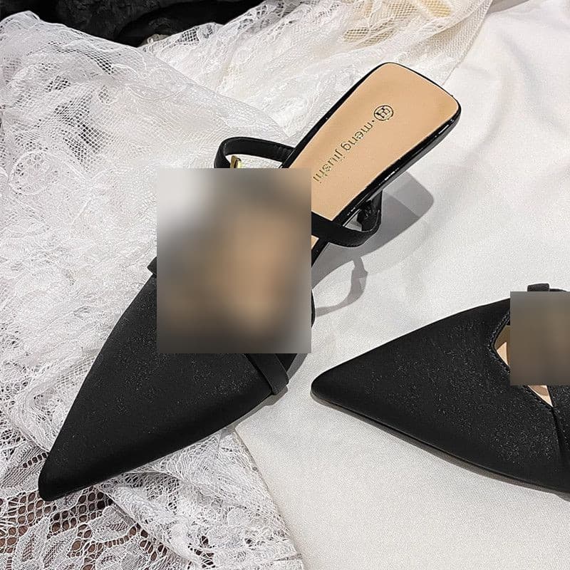 Sandálias primavera verão estilo moda Flip-Flops apontou Stiletto salto alto Baotou meia chinelos sapatos femininos