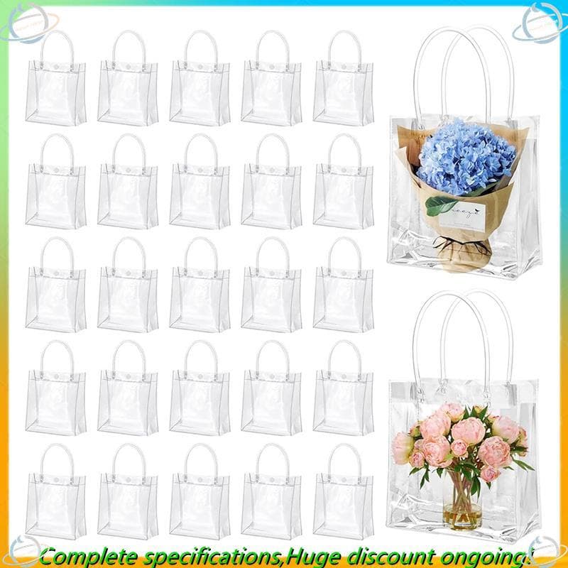 50 Sacos De Presente Claros Dos Pces Com Alças De Plástico Transparentes Reutilizáveis Sacolas Doces Goodie Para O Casam