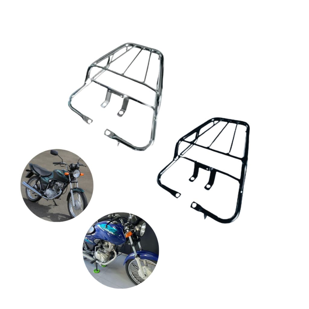 Bagageiro Titan 125 cromado preto 2000 2001 2002 2003 2004 2005 2006 2007 2008 Loja3401