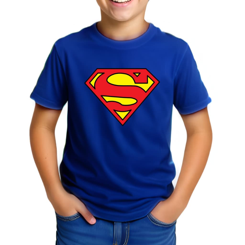 Camiseta Infantil Juvenil Premium Estampado Superman Camisa Super Homem 100% Algodão Menino