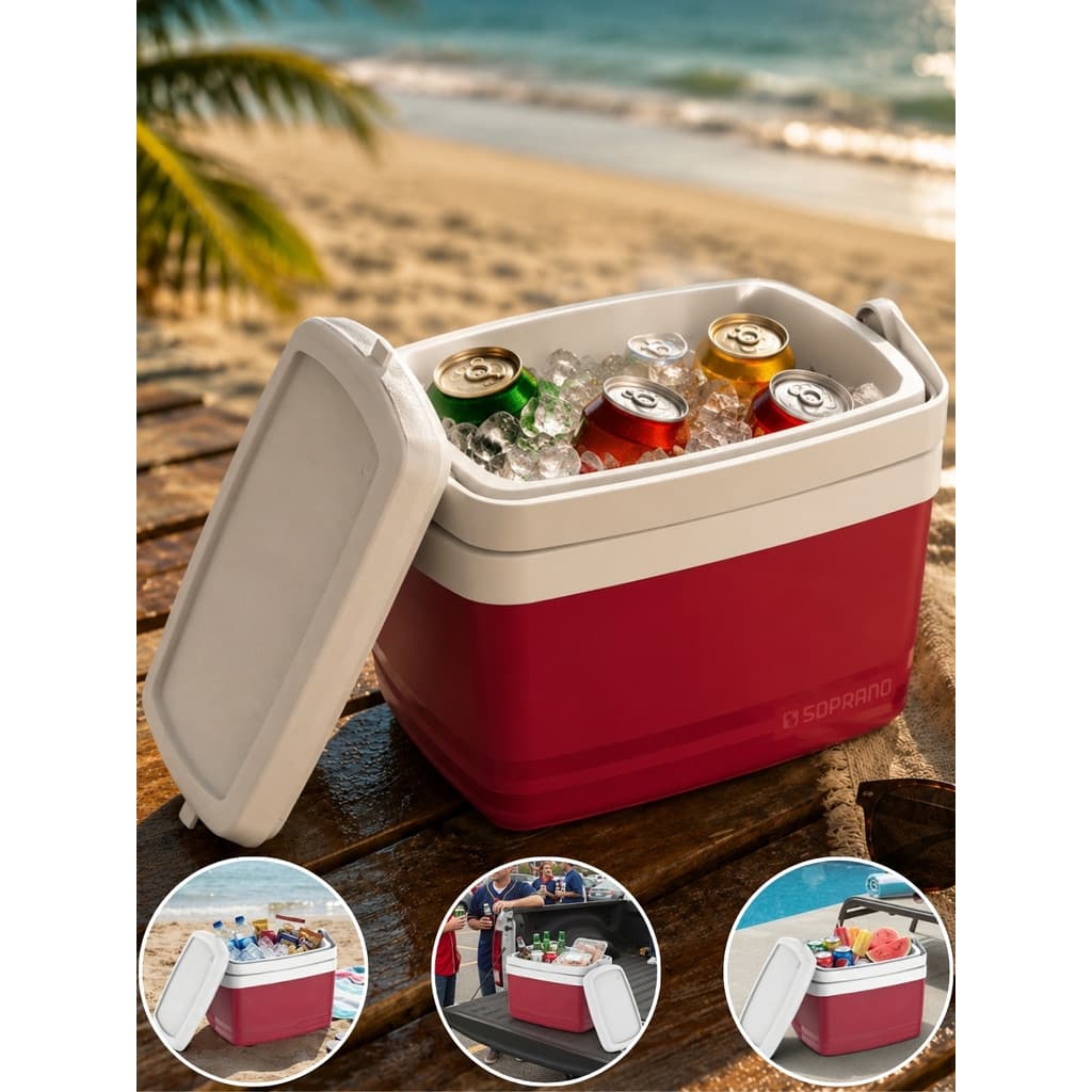 Caixa Térmica 12L Soprano Cooler Com Alça Portátil 18 Latas Praia Churrasco Viagem Pesca Vacinas