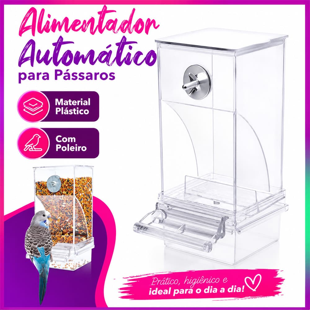 Comedouro automático para pássaros com poleiro recipiente de comida de papagaio de para periquitos periquitos calopsitas