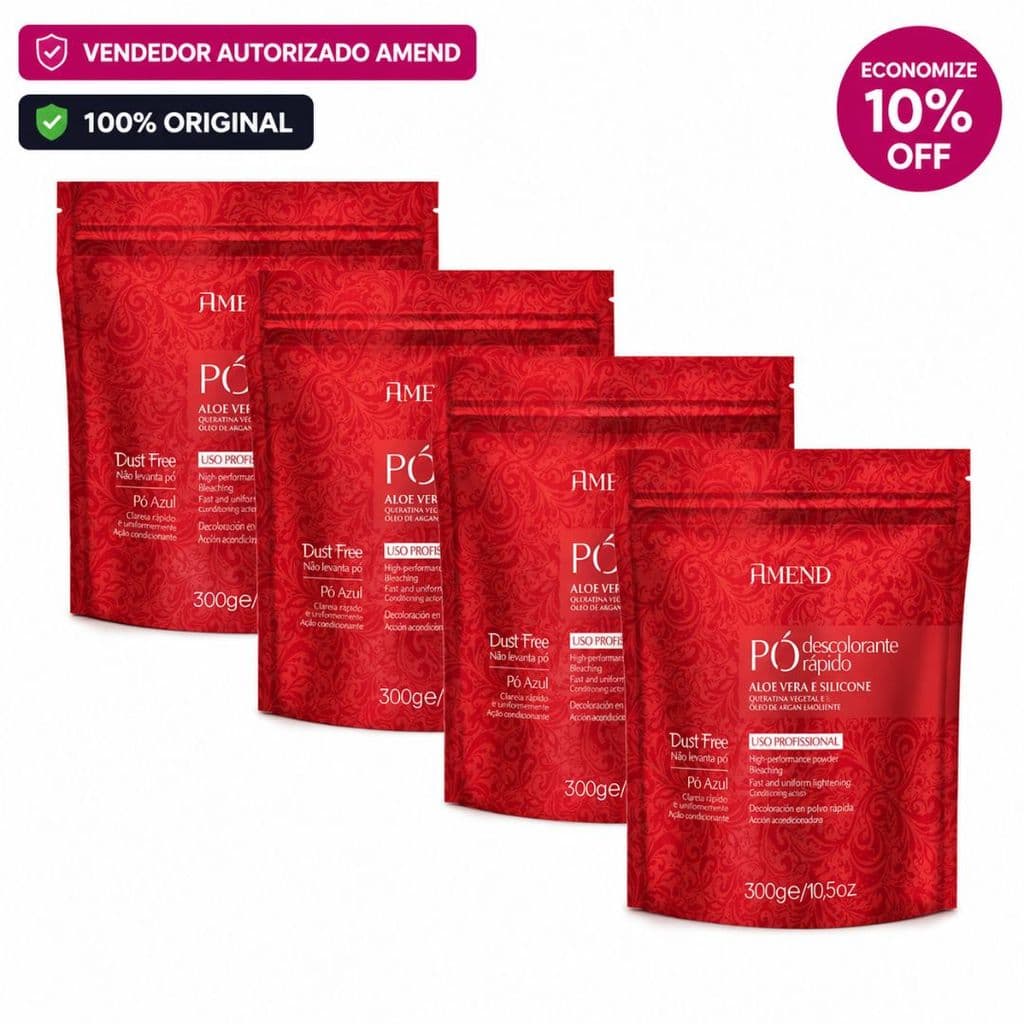kit Com 4 Pó Descolorante Rápido Amend Cosmetics Aloe Vera E Silicone 300G