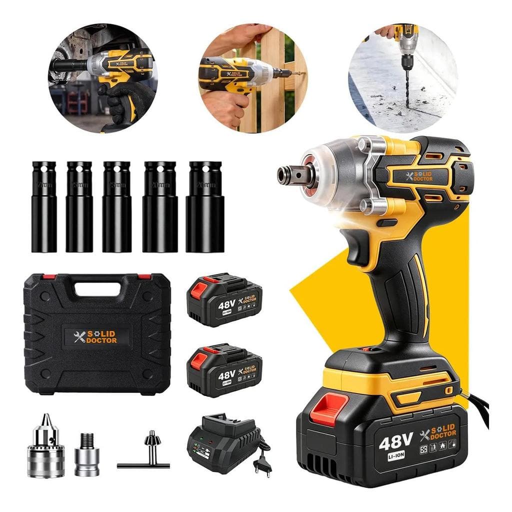 Chave De Impacto 48v Com Caixa De Ferramentas E 2 Baterias parafusadeira de impacto