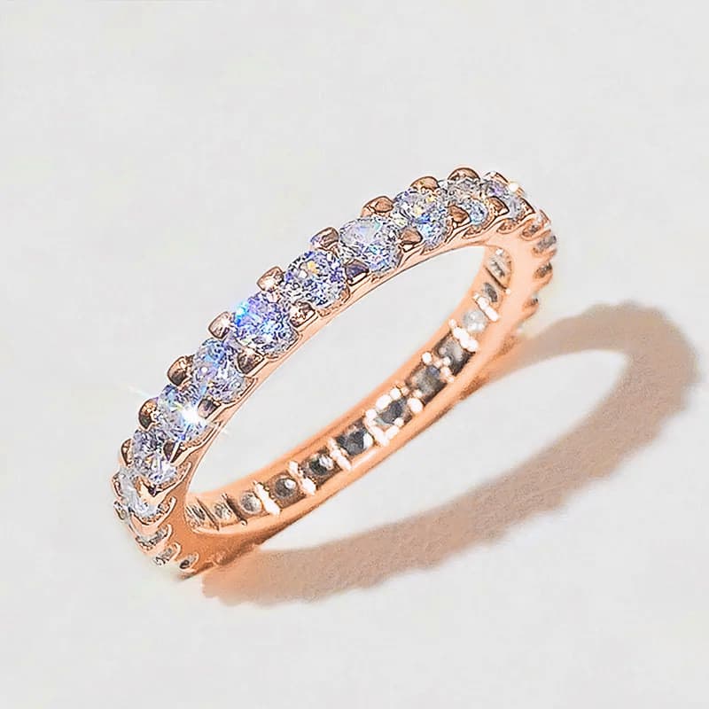 Anel Simples de Zircônia em Prata Esterlina S925, Joia de Moda, Presente de Casamento para Mulheres DH3P