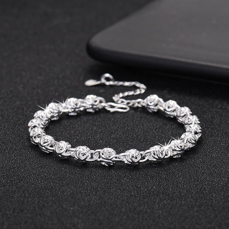 Pulseira de contas ocas, design exclusivo, contas em forma de coração que trazem riqueza, pulseira requintada banhada a