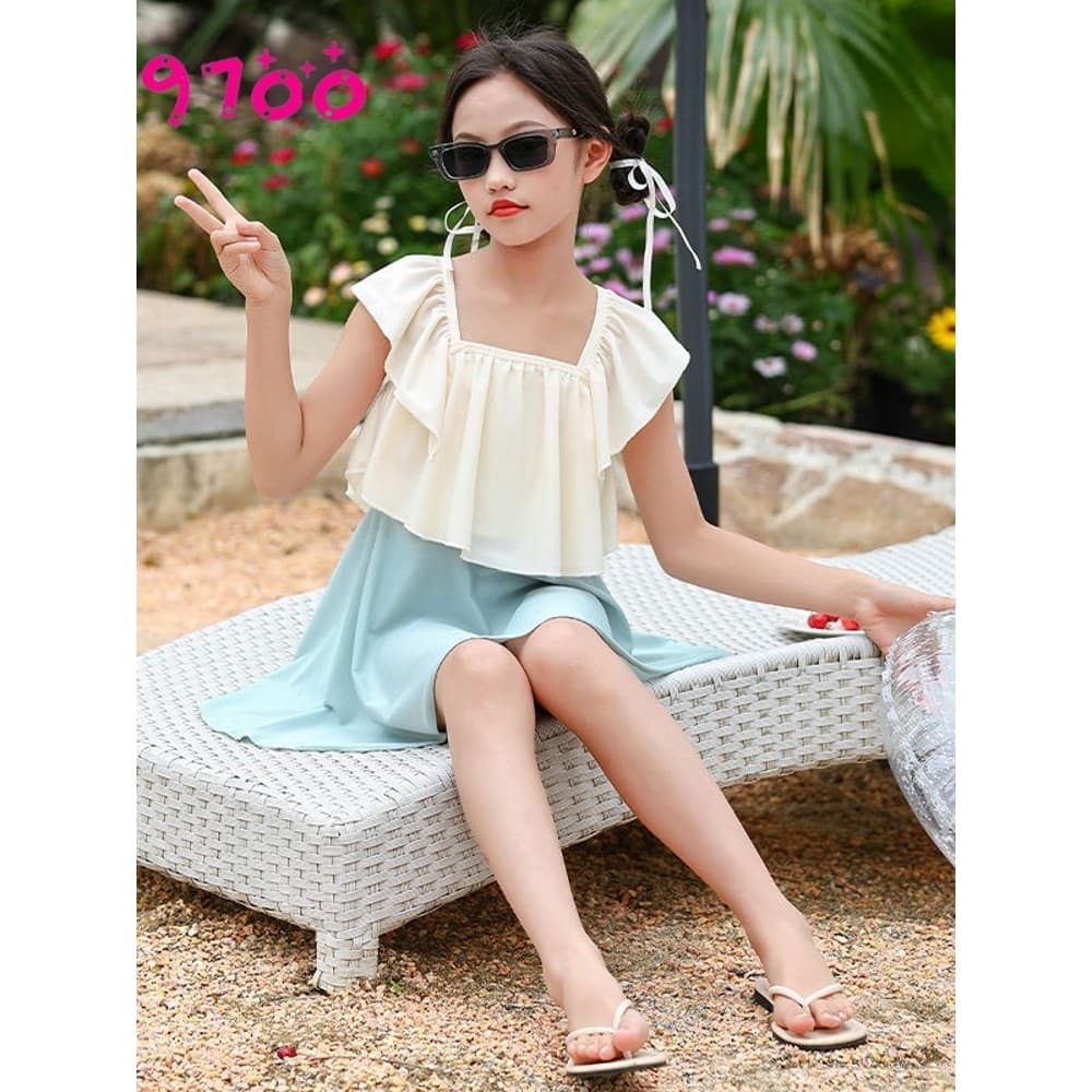 🔥 Maiô com Saia Infantil 🔥 VENDA QUENTE Moda Praia Meninas para Meninas Praia Piscina Roupa De Banho Infantil Para Men