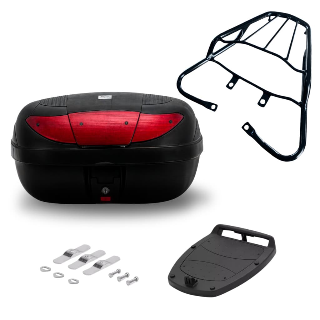 Kit Bagageiro Churrasqueira Fan Start 160 150  + Baú 45 Litros 2014 até 2021 Loja3401