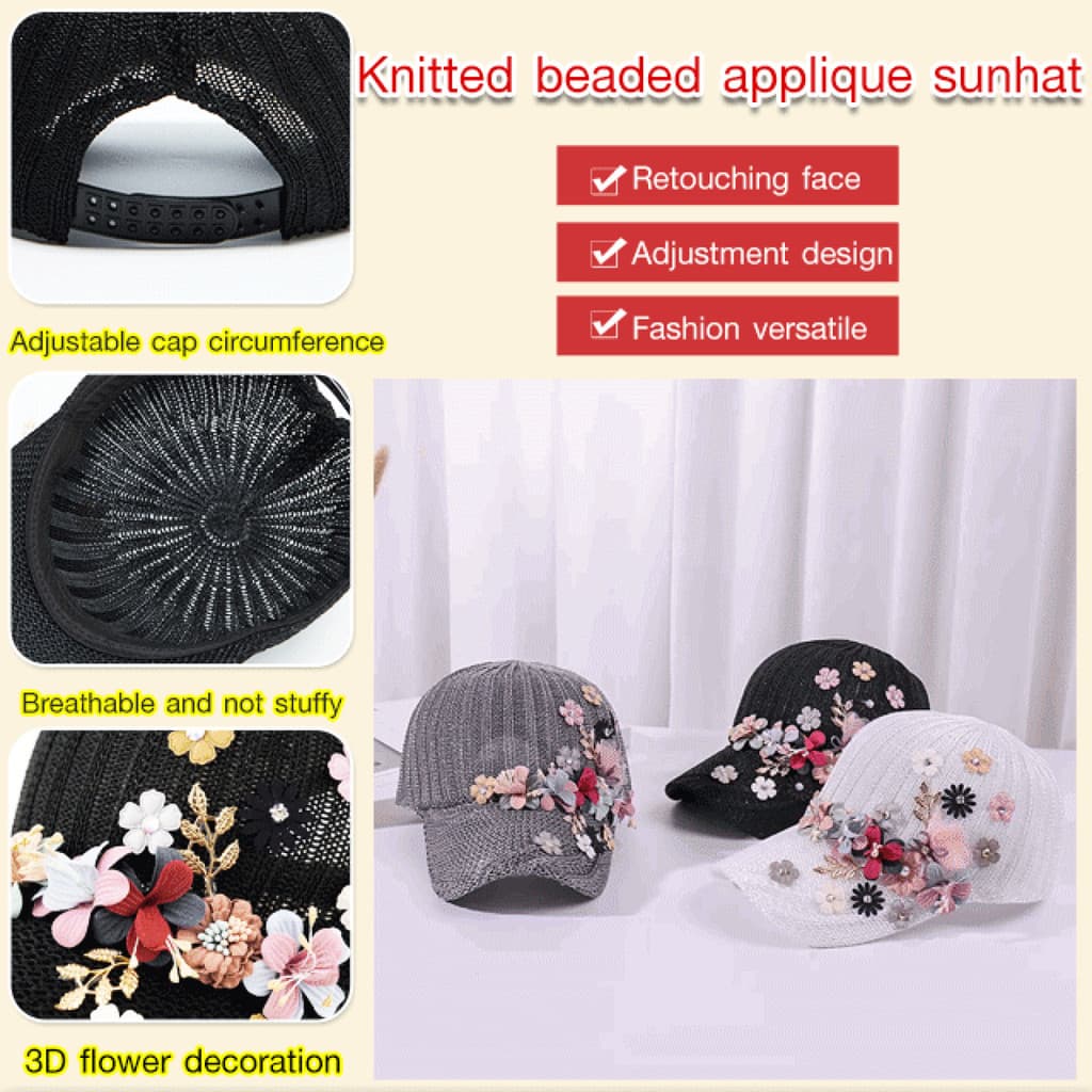[Design de Flor 3D] 3D flowers mesh hat breathable sunscreen cap Boné de Beisebol/Chapéu Feminino/Chapéu Respirável