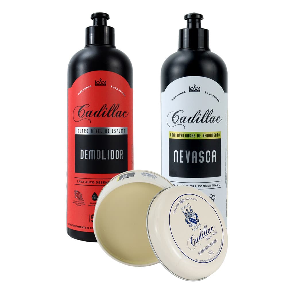 Kit Limpeza Automotiva Cadillac Cera Hard Wax Demolidor Nevasca Lavagem De Carro Estética Automotiva