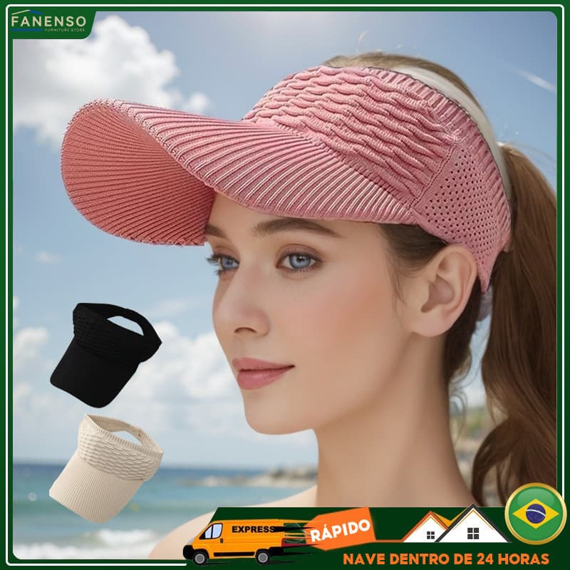 Kit 1 Chapéu/Boné Feminino De Aba Longa Respirável Com Viseira Para Uso Externo Em Cor Lisa Lindo