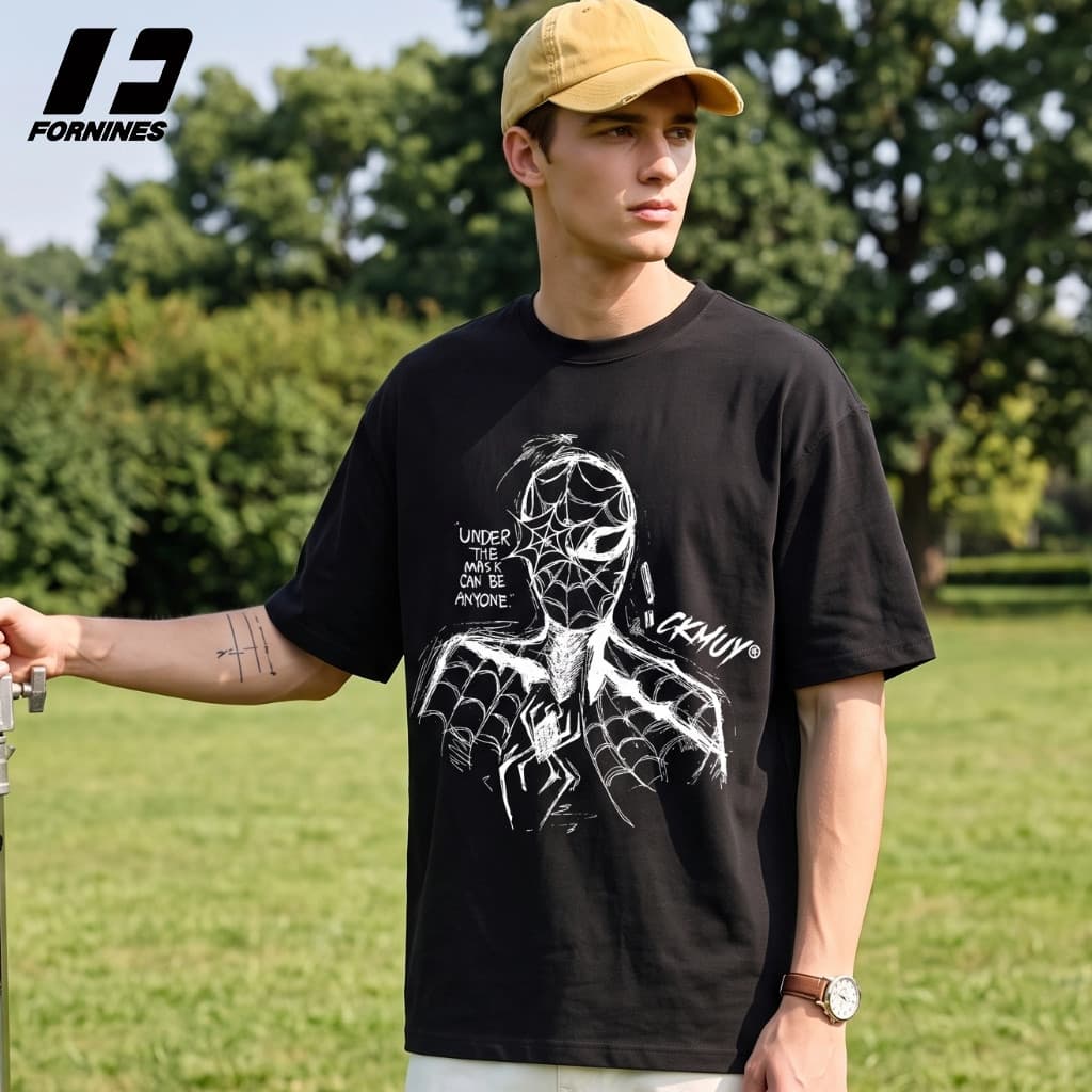 Camiseta Aranha Sketch Super-herói Geek HQ Desenho Streetwear 100% Algodão Premium Unissex Oversized