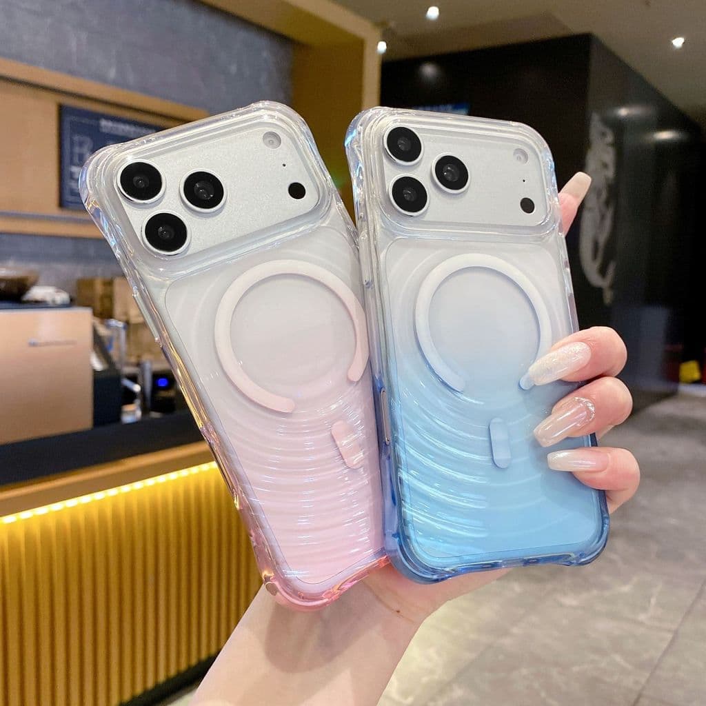 Capa de telefone para Iphone 17 pro estilo ondulado quatro cantos Airbag resistente a choques capa de telefone gradiente
