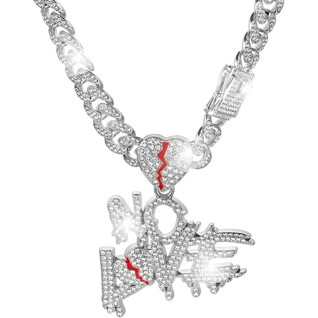 Corrente Cubana Masculina Miami, Colar Cubano Banhado com Brilho, Corrente Sem Diamantes para Homens, Colar Masculino, C