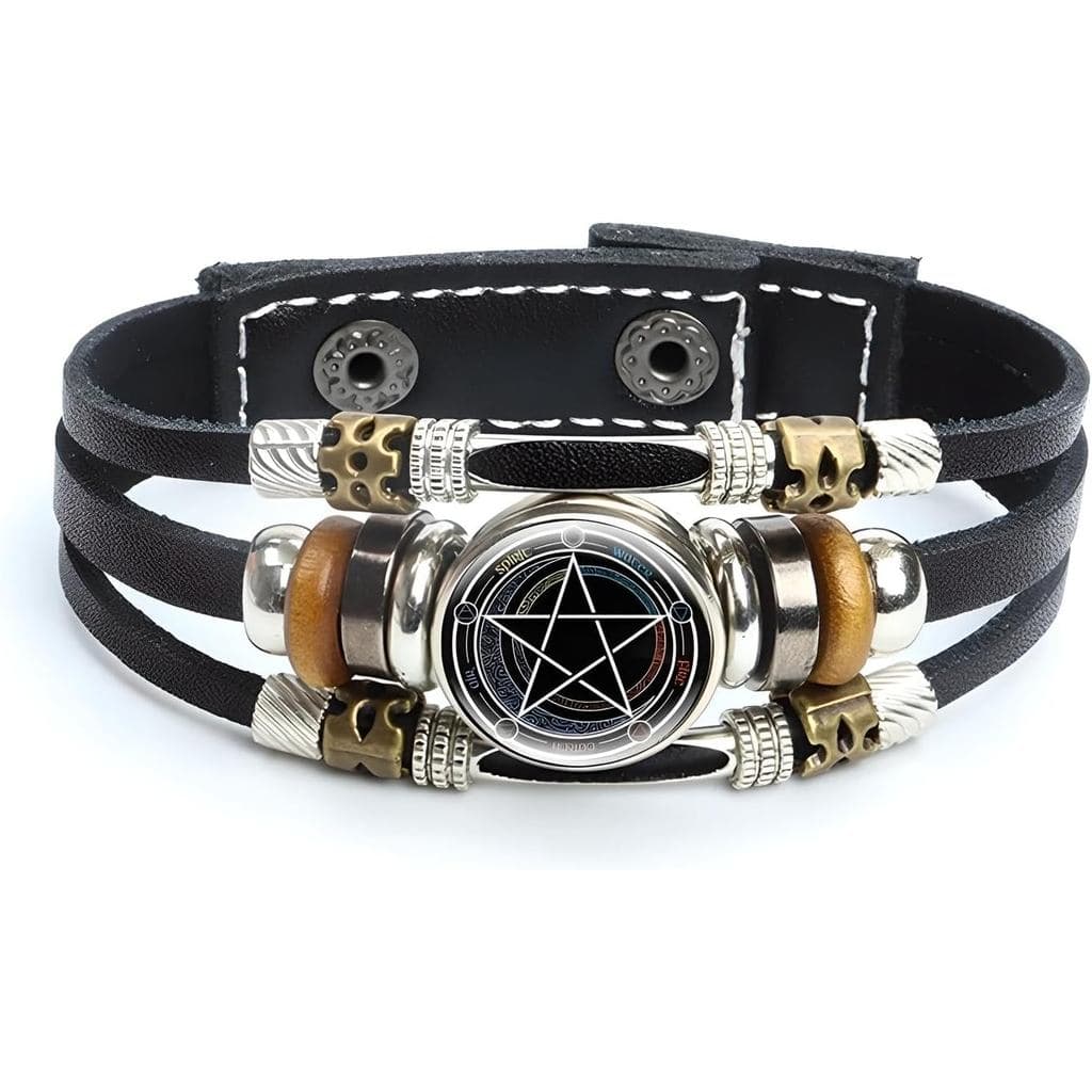 Colar e Pulseira de Pentagrama em Prata Esterlina 925 para Homens e Mulheres, Pingente de Pentagrama Invertido Sobrenatu