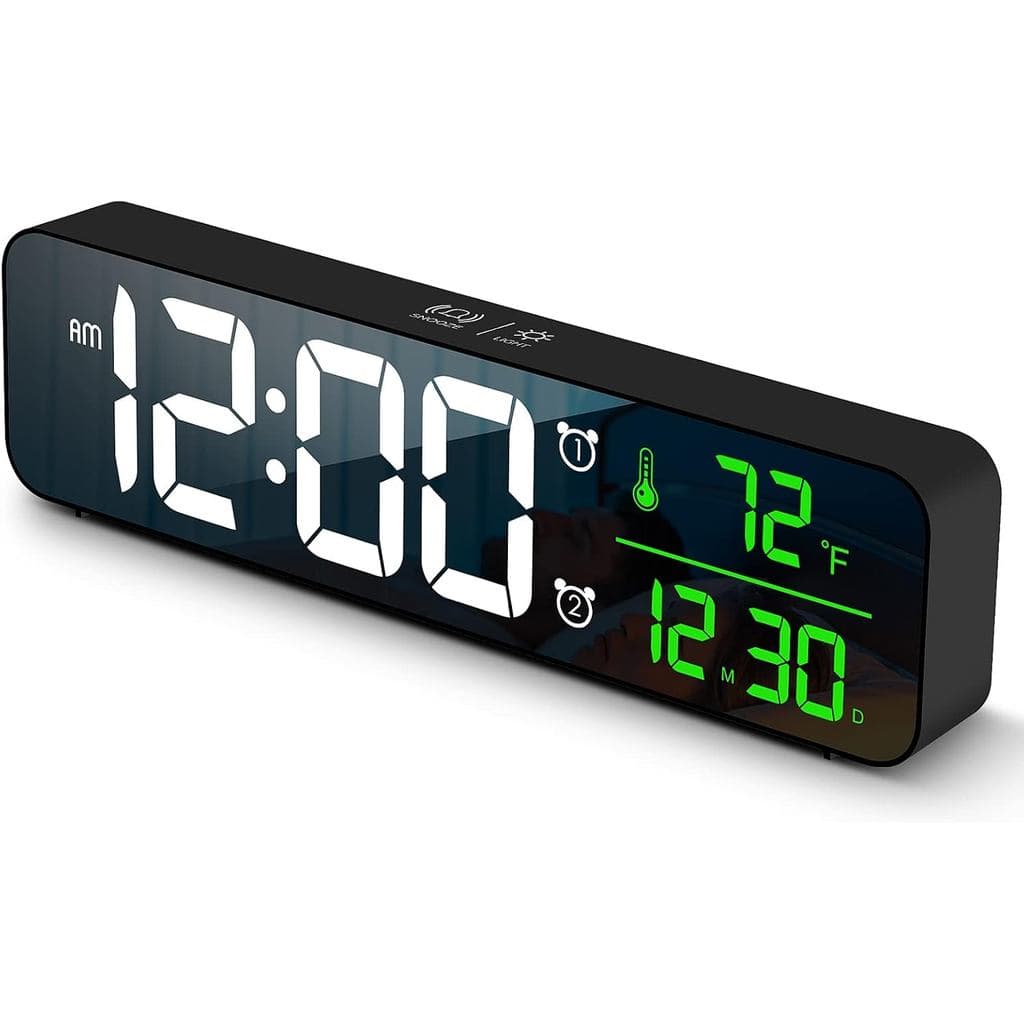 Relógio Digital com Grande Display, Despertador para Decoração de Sala de Estar, Escritório e Quarto, LED Elétrico com F