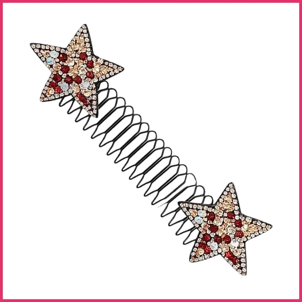 Pentes De Cabelo Clipes Metal Strass Invisível Elástico Acabamento Estrela Flyaway Pente Bang Para Diário xurit1br