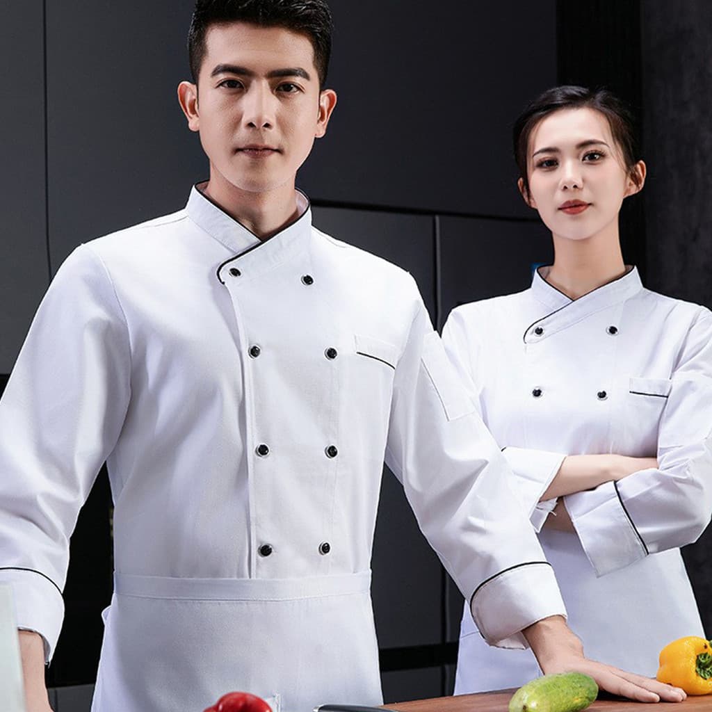Personalizado personalizado High-End poliéster algodão chef francês roupas de trabalho de manga comprida outono inverno