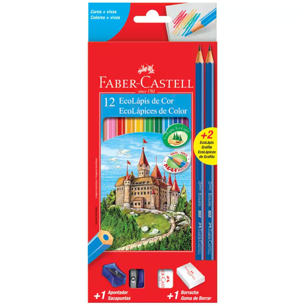 Lápis de cor 12 cores Kit escolar 120112+2N\112712 Faber-Castell