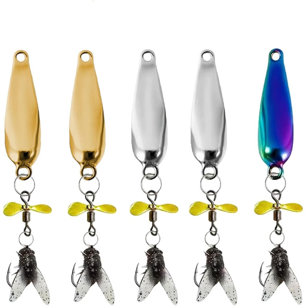 Isca de Pesca com Hélice de Metal para Captura de Peixes - Conjunto de 5 Peças, Iscas de Lâmina Giratória para Robalo e