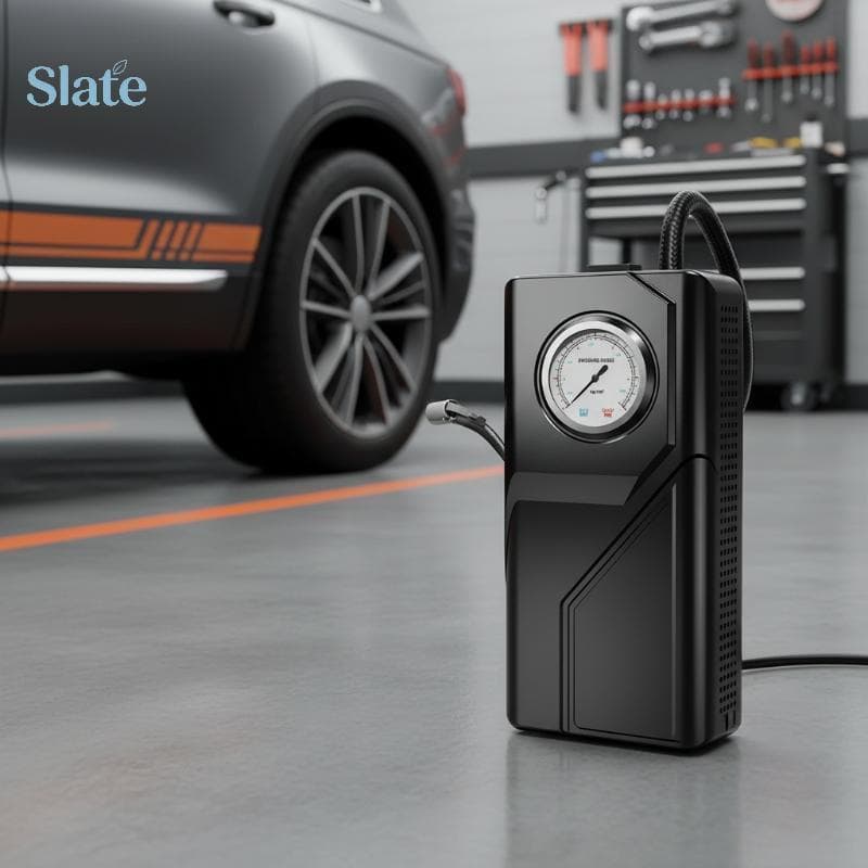 Inflador De Pneus Elétrico Portátil De Ardósia , Inflação Rápida , 3 Bicos Incluídos , Bomba De Ar Para Carros , Motocic