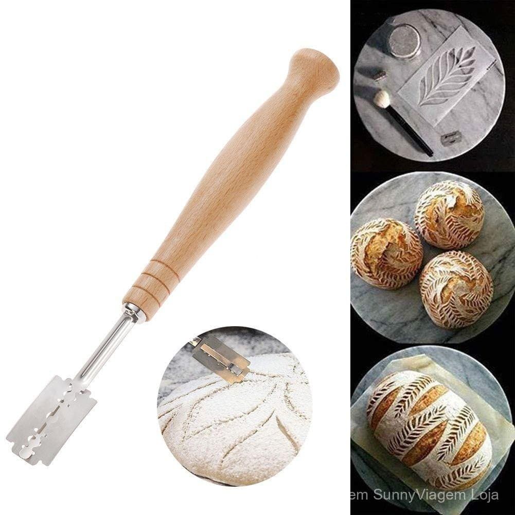 Cortador de massa de pão de madeira lâmina substituível artesanal pão azedo Baguette cortador especial para corte