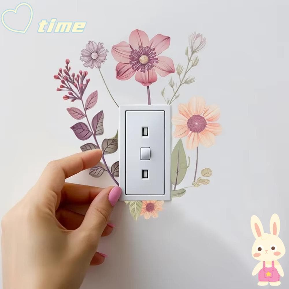 Adesivo De Parede Com Interruptor De Tempo , À Prova D'água De Flores Lindas Em PVC , Adesivos Removíveis De Decoração P