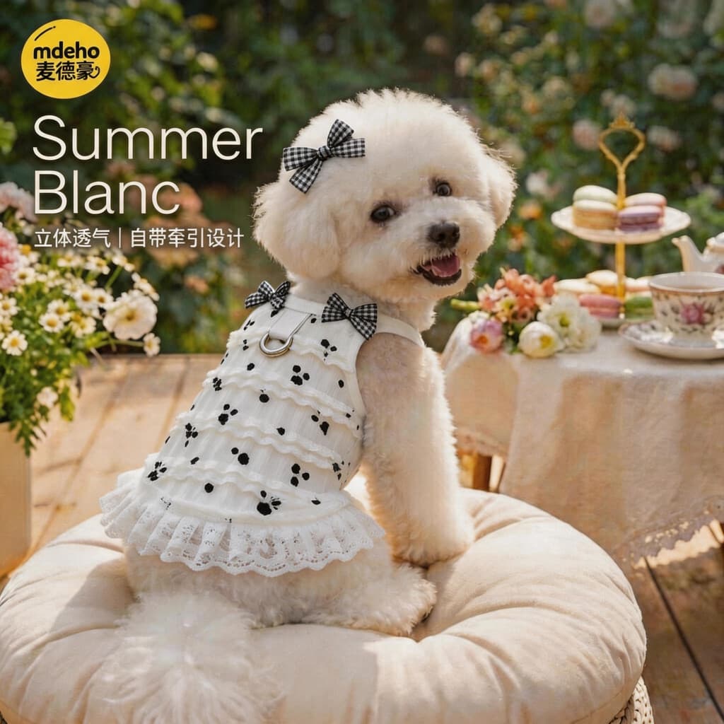 Verão fino roupas para cães de estimação roupas de gato suprimentos Ballet laço arco vestido de princesa Bichon Teddy