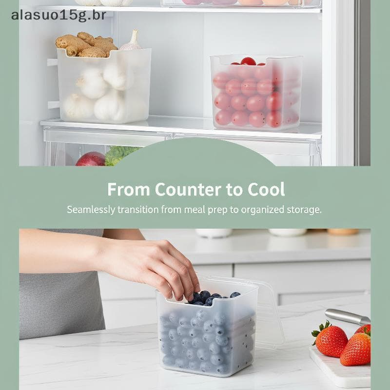 Caixas Organizadoras De Armazenamento De Geladeira De Qualidade Alimentar , Fáceis De Limpar , Mais Nítidas Para Frutas