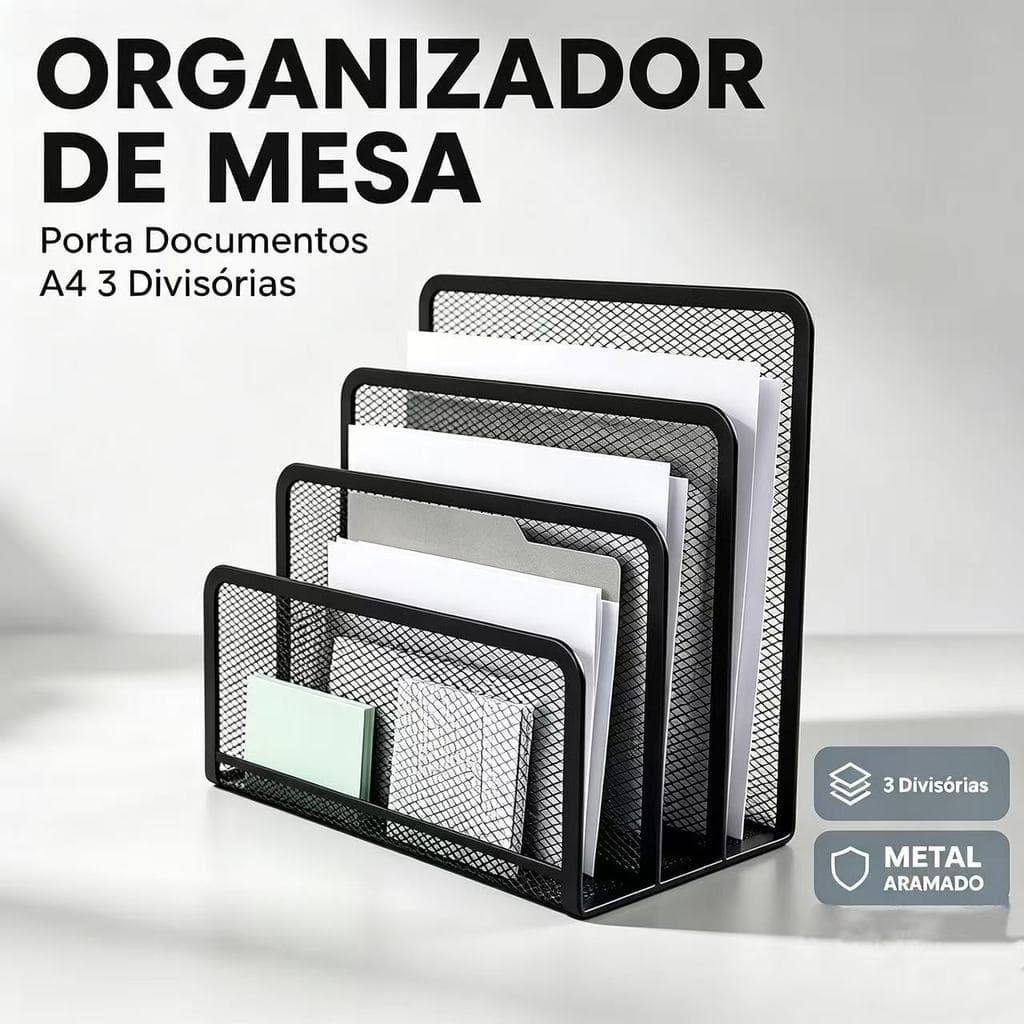 Organizador de Mesa Escritório Documentos Porta Papel A4 OrganizadorEscritorio