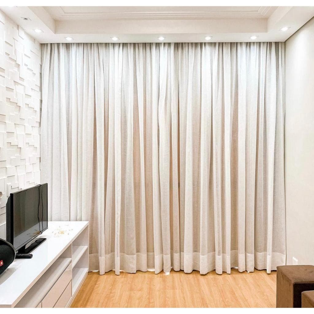 cortina de linho para quarto e sala 4,00x280 trilho suiço premium alto padrão