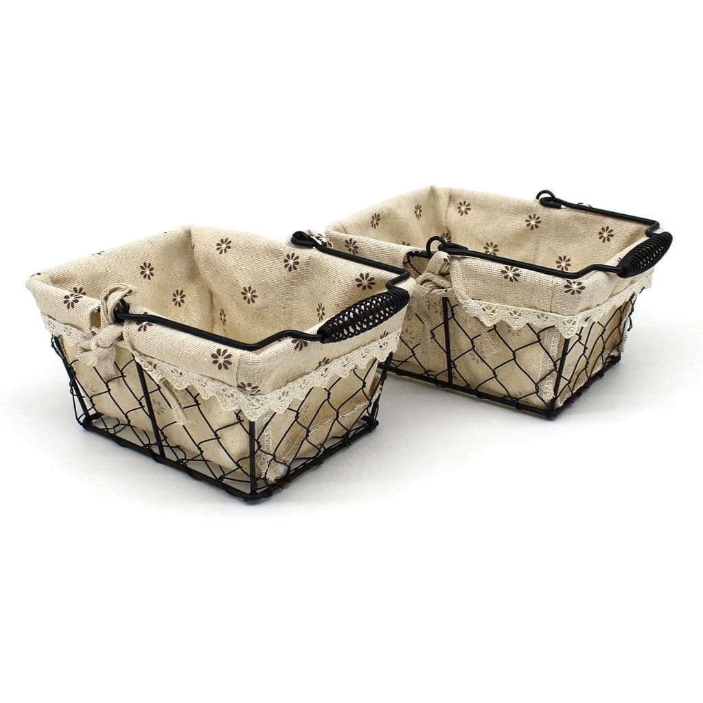 CVHOMEDECO. Cestas de Presente Pequenas Primitives Country Chicken Wire, Cestas de Coleta com Alça de Balanço e Forro de