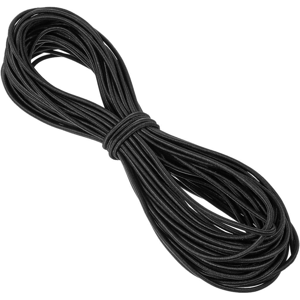 Corda Elástica Preta de 1/16 Polegada (2mm), 65 pés, Corda Elástica Redonda de Alta Resistência, Corda de Nylon Elástica