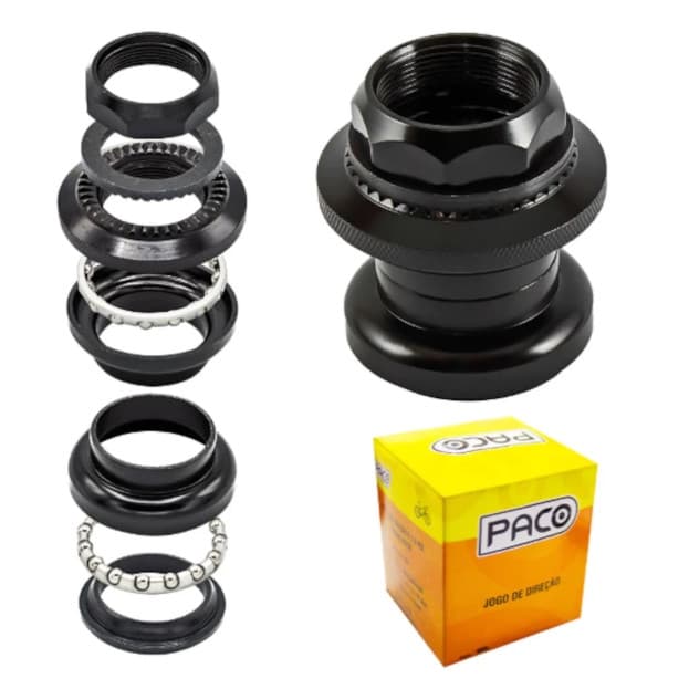 Jogo Caixa Direção Standard 22.2mm 8 Peças Com Trava Para Bike Bicicleta Aro 16 20 24 26 Preto