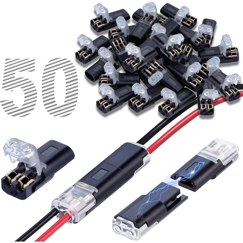 Conectores de Fio, 50 Peças de Conector Duplo com Fecho de Segurança, Conector de Fio para Fita LED de Baixa Tensão com