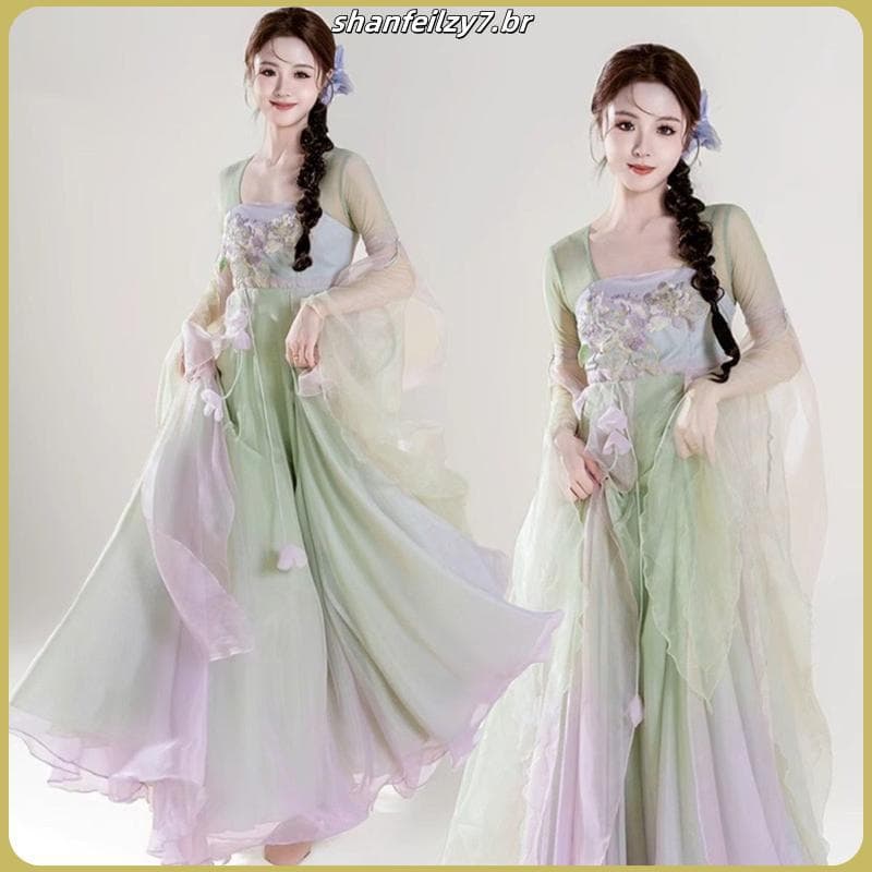 2025 novo traje de dança clássica chinesa elegante vestido de fadas estilo antigo Hanfu traje de desempenho de dança ch