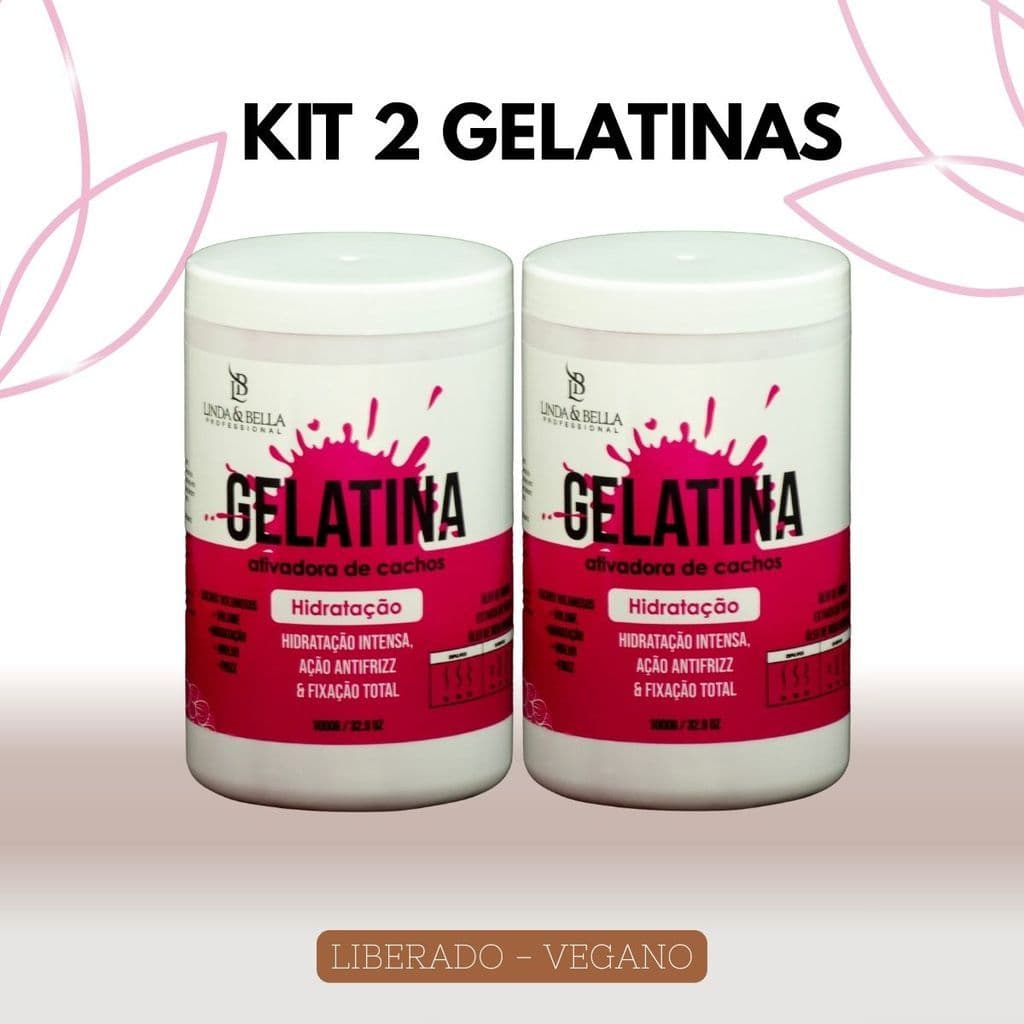 Kit 02 Super Gelatina Capilar Super Definição e Fixação Intensa 1Kg
