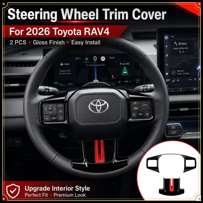 2 Pçs Botão Do Volante Guarnição Capa Para 2026 Toyota RAV4 LHD RHD Acessórios De Estilo Interior